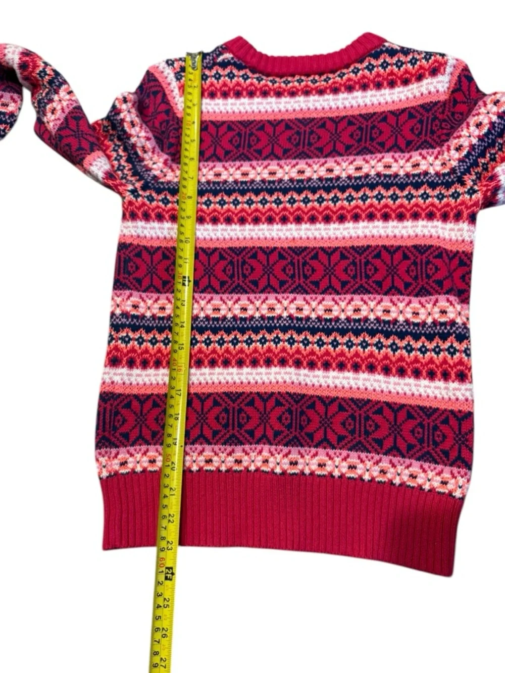 J. Crew pink multicolor fair isle sweater xs